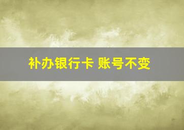 补办银行卡 账号不变